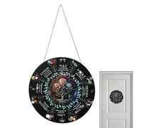 Panneau en bois de la roue de l'année, calendrier de sorcière de 30 cm, panneau de porte Wicca, panneau de sorcière païenne, panneau céleste, de Noël pour décoration