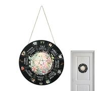 Panneau en bois de la roue de l'année, calendrier de sorcière de 30 cm, panneau de porte Wicca, panneau de sorcière païenne, panneau céleste, de Noël pour décoration