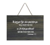 Panneau en bois Deutéronome 1:30 The LORD Your God Who Is Going Before You Will Fight for You As He Did for You I Panneau en bois à suspendre pour porte de bureau, décoration d'intérieur, 15,2 x 25,4