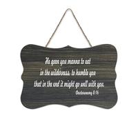 Panneau en bois Deuteronomy 8:16 He Gave You Manna to Eat in The Wilderness to Humble You That in The End It Might Wood Sign Wall Art Hanging Craft Plaque pour bureau, porte, décoration d'intérieur