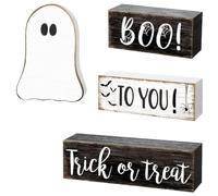 Panneau en bois d'Halloween - Panneau de décoration rustique fantôme | Décorations de table | Panneau de table en bois d'Halloween | Ensemble de décoration rustique pour cuisine, maison, table de fête
