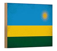 Panneau en bois | Drapeau du Rwanda | Décoration | 18 cm x 12 cm