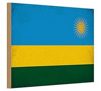 Panneau en bois | Drapeau du Rwanda | Décoration | 20 cm x 30 cm