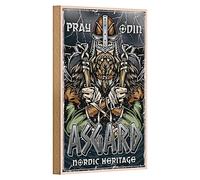 Panneau en bois du patrimoine nordique | Pray to Odin | Décoration Asgard | Idéal pour les fans de la culture et de la mythologie viking | 12 cm x 18 cm