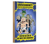 Panneau en bois effrayant | Monstres et personnages | Décoration pour Halloween & fans d'horreur | 12 cm x 18 cm