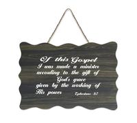 Panneau en bois Ephesians 3:7 Of This Gospel I Was Made A Minister According to The Gift of God's Grace - 15,2 x 25,4 cm - Décoration murale rustique à suspendre pour porte d'entrée, salon, cuisine
