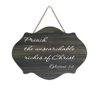 Panneau en bois Ephesians 3:8 Preach The Unsearchable Riches of Christ - 15,2 x 25,4 cm - Décoration murale rustique à suspendre pour porte d'entrée, salon, cuisine, décorations de Noël