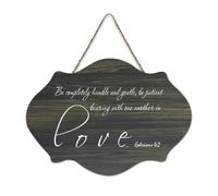 Panneau en bois Ephesians 4:2 Be Completely Humble And Gentle Be Patient Bearing with One Another in Love - 15,2 x 25,4 cm - Décoration murale rustique à suspendre pour porte d'entrée, salon, cuisine