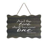 Panneau en bois Ephesians 5:31 And The Two Shall Become One - 15,2 x 25,4 cm - Décoration murale rustique à suspendre pour porte d'entrée, salon, cuisine, décorations de Noël