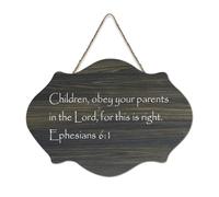 Panneau en bois Ephesians 6:1 Children, Obey Your Parents in The Lord - 15,2 x 25,4 cm - Décoration murale rustique à suspendre pour porte d'entrée, salon, cuisine, décoration de Noël