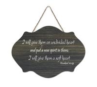 Panneau en bois Ezekiel 11:19 I Will Give Them An Undivided Heart And Put A New Spirit in Them I Will Give Them A S Panneau en bois Art mural à suspendre pour bureau, porte, décoration d'intérieur