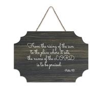 Panneau en bois « From The Rising of the Sun to The Place Where It Sets, The Name of The LORD Is to Be Praise » - 15,2 x 25,4 cm - Décoration murale en bois pour porte d'entrée, salon, cuisine