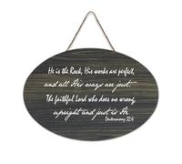 Panneau en bois « He Is The Rock, His Works Are Perfect And All His Ways Are Just », « The Faithful Lord », 15,2 x 25,4 cm, décoration murale en bois pour porte d'entrée, salon, cuisine