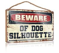 Panneau en bois « Hello Winter » avec silhouette « Beware of Dog » - Panneau de salle de bain amusant (15 x 28 cm)