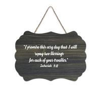 Panneau en bois « I Promise This Very Day That I Will Repay Two Blessings for Each of Your Troubles » - 15,2 x 25,4 cm - Décoration murale en bois pour porte d'entrée, salon, cuisine