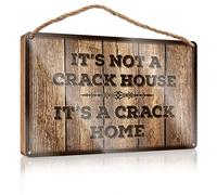 Panneau en bois « It 'S Not A Crack House A Home » - Décoration murale d'extérieur pour toilettes (15 x 28 cm)