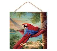 Panneau en bois « It's Five O'Clock Somewhere Established » - Décoration murale amusante - Happy Hour - Piscine - Plage - Fruits - Panneau mural rétro en bois pour étagère de cuisine - 30,5 x 30,5 cm