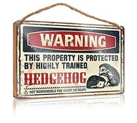 Panneau en bois « Little Man Cave » avec inscription « Warning This Property Is Protected By A Highly Trained Hedgehog » - Panneau en bois pour porche - 23 x 35 cm
