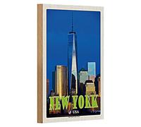 Panneau en bois | New York | One World Trade Center | États-Unis | 12 cm x 18 cm