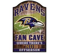 Panneau en bois NFL Baltimore Ravens 05284010 11"""" x 17"""" Noir