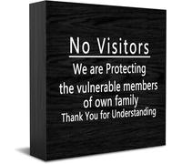 Panneau en bois « No Visitors We Are Protecting The Vulnerable Members Of Own Family Thank You For Understanding » - Idée cadeau rustique - Pour bureau, étagère, décoration de chambre de ferme - 12,7