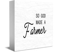 Panneau en bois peint à la main « So God Made A Farmer » - Décoration d'intérieur rustique - Idée cadeau - Pour bureau, étagère, décoration de chambre de ferme - 12,7 x 12,7 cm