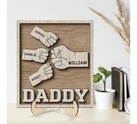 Panneau en bois personnalisé avec nom de papa et enfants, panneau de famille personnalisé, panneau de fête des pères avec nom d'enfant, cadre de noms d'enfants de papa (20 x 30 cm)