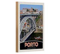 Panneau en bois | Porto | Portugal | Décoration vintage | 12 cm x 18 cm