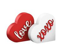 Panneau en bois pour la Saint-Valentin - 2 pièces avec plateau à plusieurs niveaux en forme de cœur, panneau de la Saint-Valentin - pour la maison, le bureau, l'étagère, la cheminée, le bar, l'armoire