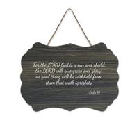 Panneau en bois pour porte d'entrée, salon, cuisine avec inscription « For The LORD God Is A Sun And Shield The LORD Will Give Grace And Glory No Good Thing Will He Withh » - 15,2 x 25,4 cm
