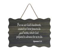 Panneau en bois pour porte d'entrée, salon, cuisine avec inscription « For We Are God's Handiwork, Created in Christ Jesus to Do Good Works Ephesians 2:10 » 15,2 x 25,4 cm