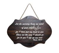 Panneau en bois, Psaume 143:8 Let The Morning Bring Me Word of Your Unfailing Love for I Have Put My Trust in You Plaque murale à suspendre pour bureau, porte, décoration d'intérieur, 15,2 x 25,4 cm