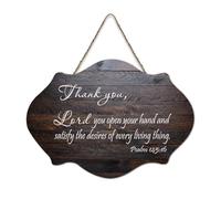 Panneau en bois, psaume 145:16 - Décoration murale « Thank You Lord You Open Your Hand And Satisfy The Desires of Every Living » - Décoration murale - 15,2 x 25,4 cm