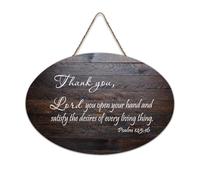 Panneau en bois, psaume 145:16 - Décoration murale « Thank You Lord You Open Your Hand And Satisfy The Desires of Every Living » - Décoration murale - 15,2 x 25,4 cm