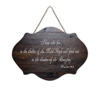 Panneau en bois, Psaume 91:1 Those Who Live in The Shelter of The Most High Will Find Rest in The Shadow of The Almigh Wood Sign Wall Art Hanging Craft Plaque pour bureau, porte, décoration
