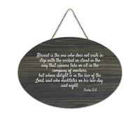 Panneau en bois rustique à suspendre avec citation « Blessed Is The One Who Does Not Walk in Step with The Wicked on Stand in This Way » - Décoration murale pour salon, chambre à coucher, porte