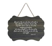 Panneau en bois rustique à suspendre avec citation « Blessed Is The One Who Does Not Walk in Step with The Wicked on Stand in This Way » - Décoration murale pour salon, chambre à coucher, porte