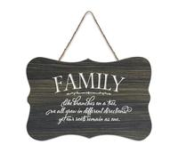 Panneau en bois rustique à suspendre avec citation « Family Like Branches on A Tree We All Grow in Different Directions Yet Our Roots Remain As One » - Décoration murale en bois pour salon, chambre à