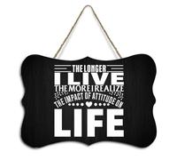 Panneau en bois rustique à suspendre avec citations « The Longer I Live, The More I Realize The Impact of Attitude on Life » avec citations pour ferme, maison, bureau, école, décoration murale, cadeau