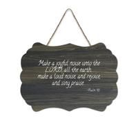 Panneau en bois rustique à suspendre avec inscription « Make A Joyful Noise Unto The LORD All The Earth Make A Loud Noise And Rejoice And Sing Praise » - Décoration murale en bois pour salon, chambre