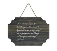 Panneau en bois rustique avec citation « Do Not Let This Book of The Law Depart from Your Mouth Joshua » de 1:8 - Décoration murale pour salon, chambre à coucher, porte, fenêtre, maison - 15,2 x 25,4