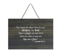 Panneau en bois rustique avec citation « For I Know The Plans I Have for You Declares The Lord Jeremiah 29:11 » - Décoration murale pour salon, chambre à coucher, porte, fenêtre, maison - 15,2 x 25,4