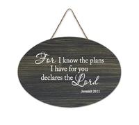 Panneau en bois rustique avec citation « For I Know The Plans I Have for You Declares The Lord Jeremiah 29:11 » - Décoration murale pour salon, chambre à coucher, porte, fenêtre, maison - 15,2 x 25,4
