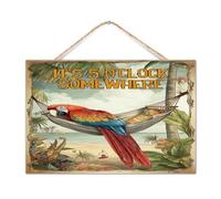 Panneau en bois rustique établi « It's Five O'Clock Somewhere » - Décoration rustique pour entrée, piscine, plage, fruits - Décoration murale peinte pour salon - 30,5 x 20,3 cm