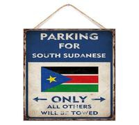 Panneau en bois rustique établi Parking pour le Soudan du Sud, décoration murale pour porche, drapeau de ville, souvenir international en bois, panneau de décoration murale de campagne pour table 30,5