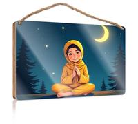 Panneau en bois rustique « Prayer in The Night » : une scène sereine, panneau en bois amusant pour salle de bain, garde-manger pour cuisine (15 x 28 cm)