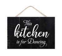 Panneau en bois rustique « This Kitchen Is for Dancing Family » - Décoration murale pour porche - Panneau en bois à suspendre - Écriture religieuse chrétienne - Décoration murale pour salon - 30,5 x