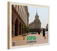 Panneau en bois - Sofia Bulgarie - Bâtiment du Conseil des ministres - 40 cm x 30 cm