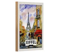 Panneau en bois | Tour Eiffel | Paris Aquarelle | 12 cm x 18 cm