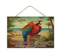 Panneau en bois vieilli « It's Five O'Clock Somewhere » - Décoration murale pour garde-manger, Tiki, bar, piscine, jacuzzi, Luau - Décoration murale mignonne pour chambre - 30,5 x 20,3 cm